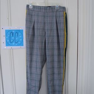 ZARA plaid pants with striped side detail